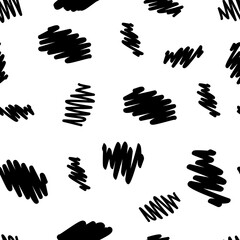 Vector seamless pattern of black hand drawn brush stroke isolated on a white background