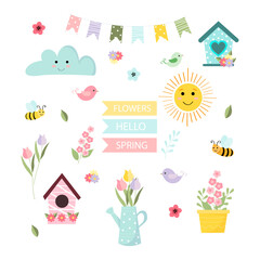 Vector illustrations of spring childrens set, for your business.