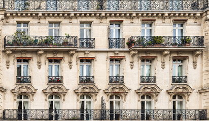 Exterior facade of a Parisian building.