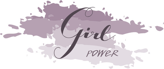 watercolor banner girl power. Vector lettring