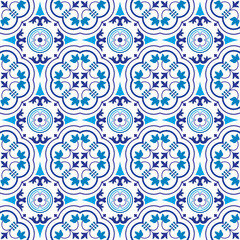 Seamless tiles background in portuguese style. Mosaic pattern for ceramic in dutch, portuguese, spanish, italian style.