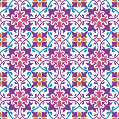 Seamless tiles background in portuguese style. Mosaic pattern for ceramic in dutch, portuguese, spanish, italian style.