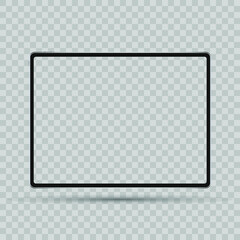 Realistic modern tablet with blank screen isolated on white background. Stock vector illustration.