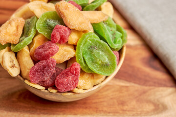 Close-up of an appetizing assortment of dried fruits.