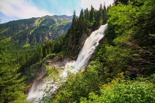 krimml waterfall mountains sky green mighty austria vacation