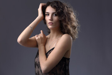 Naklejka premium Beautiful girl in transparent camisole