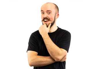 In each photo in the series, the man shows different emotions.