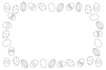 Background frame from Easter eggs contours on white vector illustration.