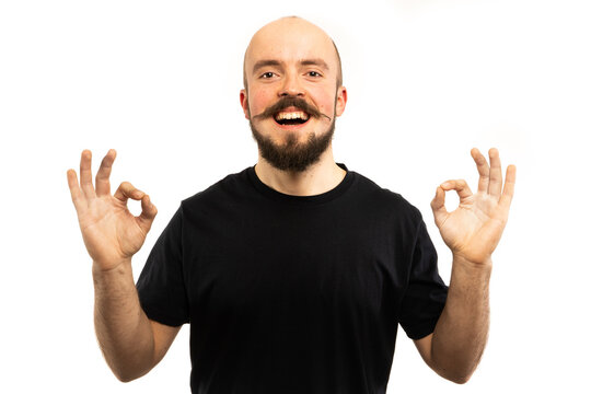 In each photo in the series, the man shows different emotions.