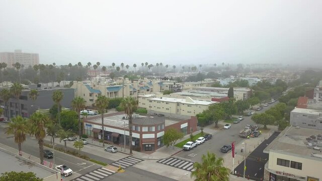 526 Drone Shot of Santa Monica with smoke