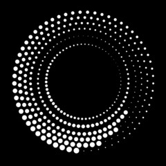Halftone dots in circle form. round logo . vector dotted frame . design element