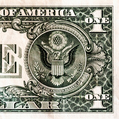 US one dollar bill. Close-up. Great seal.