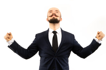 In each photo in the series, the man shows different emotions.