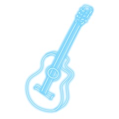 Naklejka premium Neon guitar on transparent background