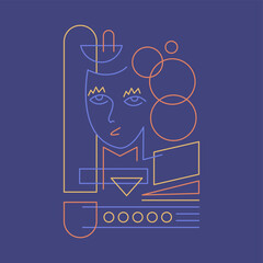 Female Aesthetic. Modern minimalism art. Abstract woman portrait minimalist style. vector illustration