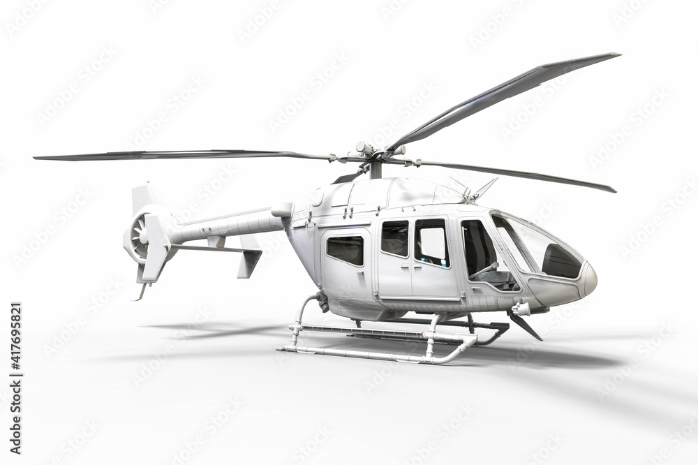 Aufkleber 3d render image representing a helicopter on white background