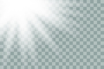 Vector transparent sunlight special lens flash light effect.front sun lens flash. Vector blur in the light of radiance. Element of decor.