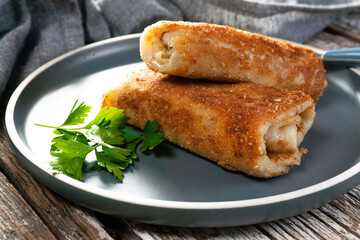 Croquettes with mushrooms and sauerkraut.