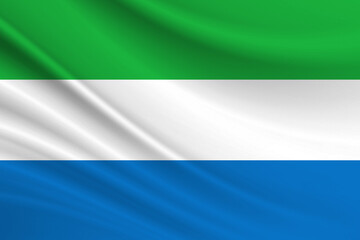 Flag of Sierra Leone. Fabric texture of the flag of Sierra Leone