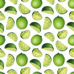 Citrus seamless pattern design with hand drawn lime illustrations