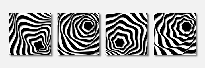 Black and white wavy line background template