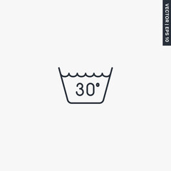 Wash at or below 30°C, linear style sign for mobile concept and web design