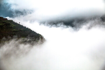 dramatic  rice terraces landscape taken in Batad, Banaue, Philippines during a summer travel in Asia