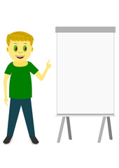 Junge mit Flipchart