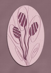 Abstract purple flowers Postcard in a digital paper style technique 