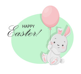 Happy Easter. Funny bunny cartoon character