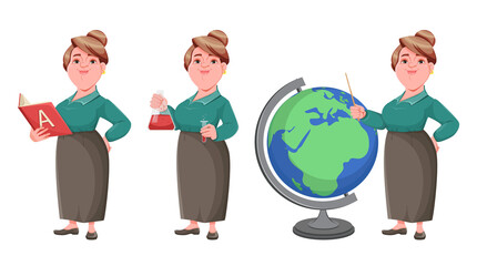 Happy smiling middle aged woman teacher