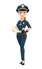 Police woman in uniform. Female police officer
