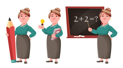 Happy smiling middle aged woman teacher