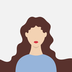 Silhouette woman. Girl with long hair and red lips. Vector illustration