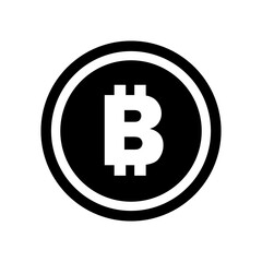 Bitcoin symbol icon, black and white design. Crypto payment. Vector illustration