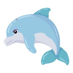 Marine Animal. Cute blue dolphin. Marine mammal. Vector illustration isolated on white background
