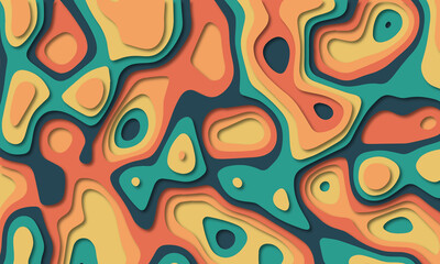 Trendy abstract liquid background template with papercut out effect style