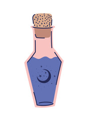 pink bottle with one purple potion on a white background