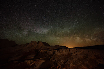 USA, Arizona. The Milky Way and desert at night.
