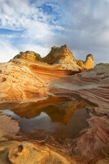Fototapeta na wymiar USA, Arizona, Vermilion Cliffs National Monument. Striations in sandstone formations.