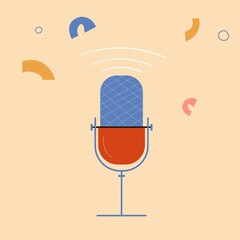 Microphone icon, podcast concept. Vector illustration in flat style