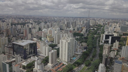 Fototapeta premium Bela Vista Bixiga Sao Paulo Brasil Downtown 23 de Marco City Urban Drone Landscape Vila Itororó Houses Architecture