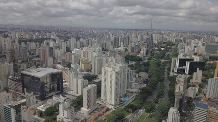 Fototapeta na wymiar Bela Vista Bixiga Sao Paulo Brasil Downtown 23 de Marco City Urban Drone Landscape Vila Itororó Houses Architecture