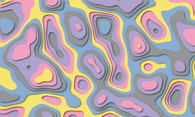 Trendy abstract liquid background template with papercut out effect style