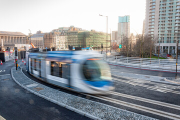 tram in the city of Birmingham