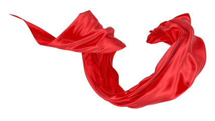 Beautiful flowing fabric of red wavy silk or satin. 3d rendering image.