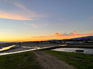 sunset over the river