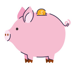 bank piggy with one coin