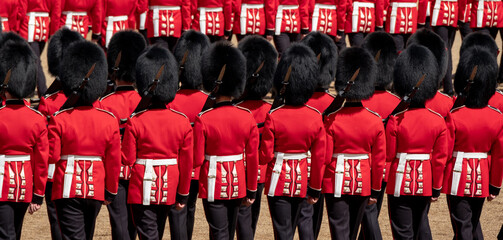 Trooping the Colour, military ceremony at Horse Guards Parade, Westminster with the Coldstream...