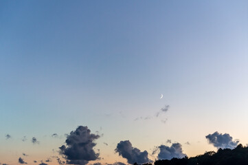 moon in a clear sky at night, crescent in the sky © SeagullNady